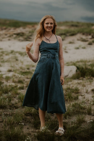 Strappy Back Denim Dress - Allure Boutique WY