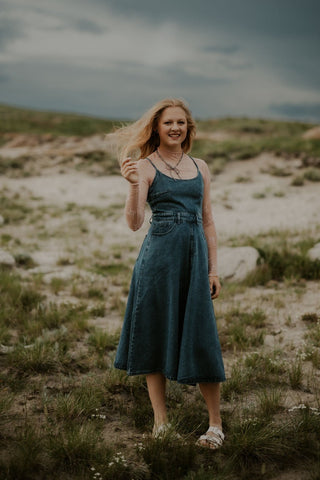 Strappy Back Denim Dress - Allure Boutique WY