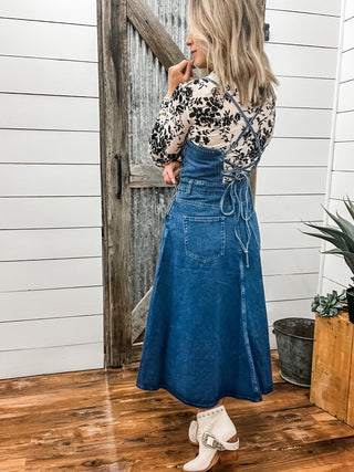 Strappy Back Denim Dress - Allure Boutique WY