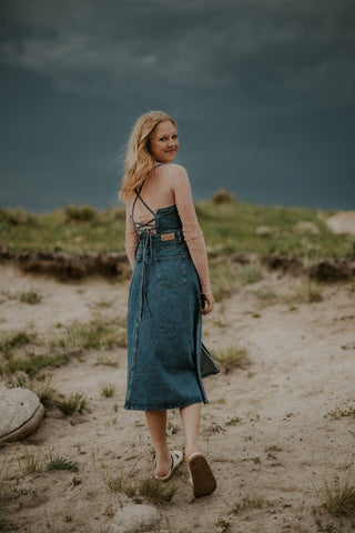 Strappy Back Denim Dress - Allure Boutique WY