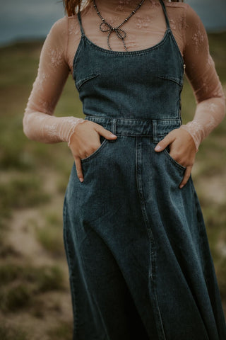 Strappy Back Denim Dress - Allure Boutique WY