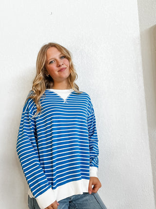Striped Banded Long Sleeve Top - Allure Boutique WY