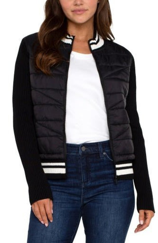 Striped Quilted Zip Sweater - Allure Boutique WY