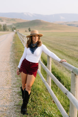 Studded Faux Suede Shorts - Allure Boutique WY