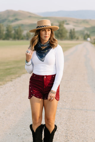 Studded Faux Suede Shorts - Allure Boutique WY