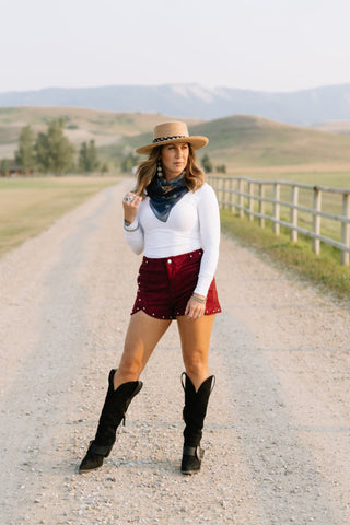 Studded Faux Suede Shorts - Allure Boutique WY