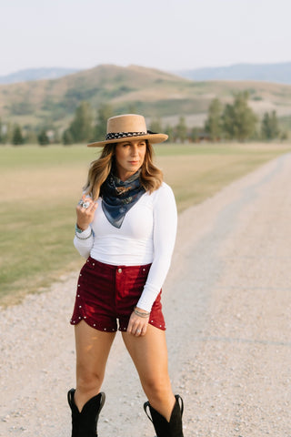 Studded Faux Suede Shorts - Allure Boutique WY
