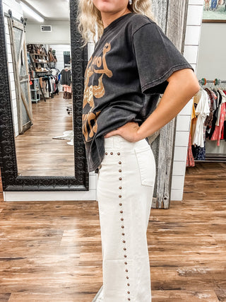 Studded High Rise Wide Leg Jean - Allure Boutique WY