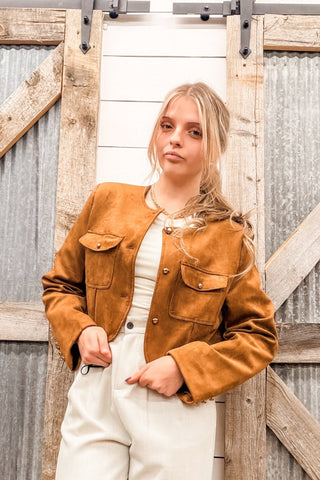 Suede Utility Crop Jacket - Allure Boutique WY