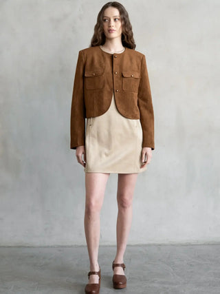 Suede Utility Crop Jacket - Allure Boutique WY