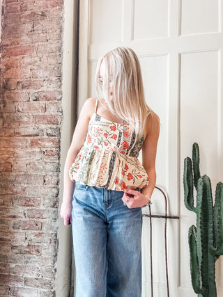 Summer Floral Print Bubble Tank - Allure Boutique WY