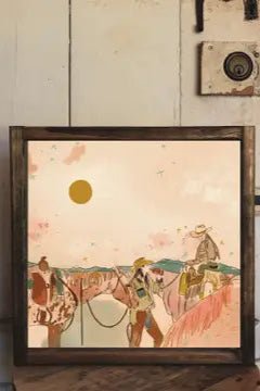 Sunset Ranch Cowgirls Art Print - 8x8 - Allure Boutique WY