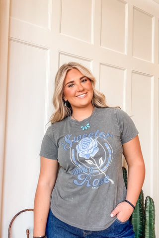 Sweet Rose Boyfriend Graphic Tee - Allure Boutique WY