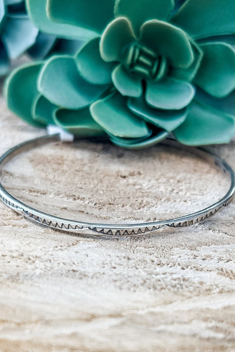 Swoop Etched Silver Bangle - Allure Boutique WY