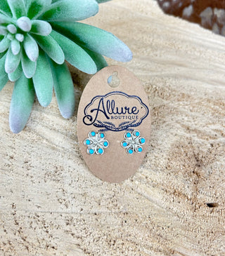 Small Turquoise Flower Cluster Post Earring