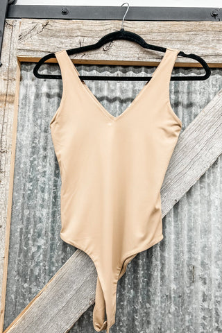 Taupe Basic V - Line Tank Bodysuit - Allure Boutique WY