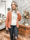 Terracotta Oversized Pointelle Cardigan - Allure Boutique WY