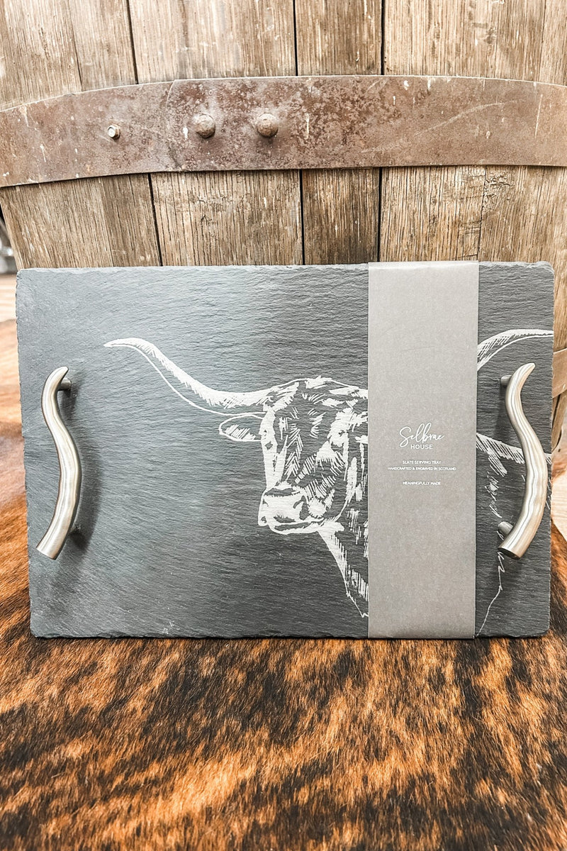 Texas Longhorn Slate Serving Tray - Allure Boutique WY