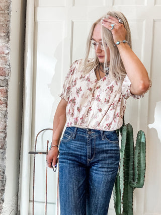 Textured Floral Smock Hem Blouse - Allure Boutique WY