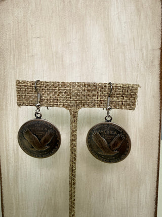 America Coin Sterling Silver Earring