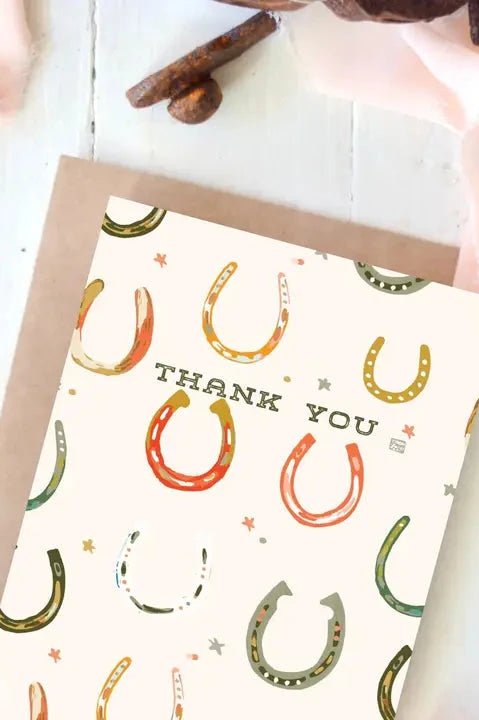 Thank You Colorful Horseshoe Western Greeting Card - Allure Boutique WY