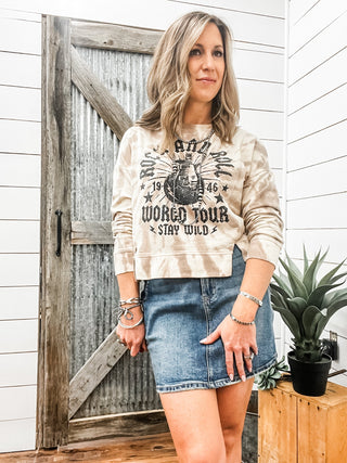 Tie Dye Rock & Roll Graphic Pullover Sweatshirt - Allure Boutique WY