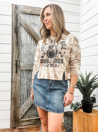 Tie Dye Rock & Roll Graphic Pullover Sweatshirt - Allure Boutique WY