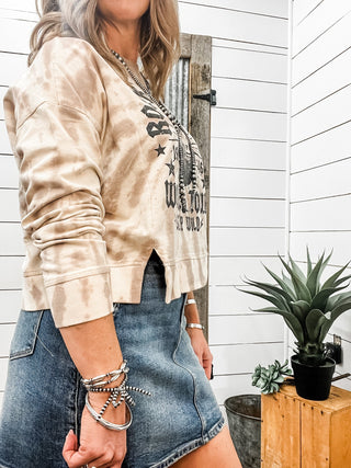 Tie Dye Rock & Roll Graphic Pullover Sweatshirt - Allure Boutique WY