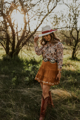 Tierd Mini Skirt with Floral Embroidery - Allure Boutique WY