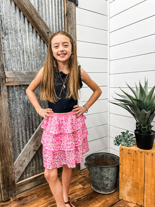 Tiered Sequin Skirt pink Confetti - Allure Boutique WY