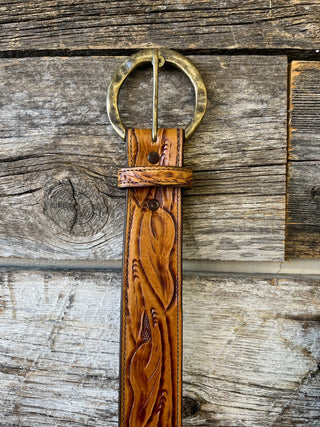Tooled Saddle Tan Belt - Allure Boutique WY