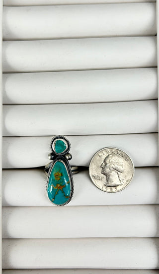 Turquoise 2 Stone Rope Border Adjustable - Allure Boutique WY