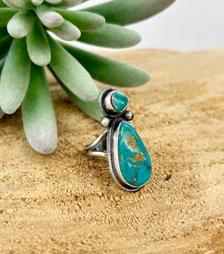 Turquoise 2 Stone Rope Border Adjustable - Allure Boutique WY