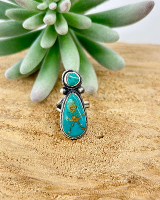 Turquoise 2 Stone Rope Border Adjustable - Allure Boutique WY