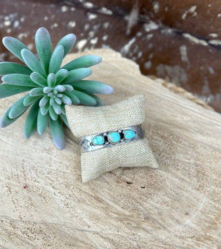 Turquoise 3 Stone Thick Etched Cuff - Allure Boutique WY