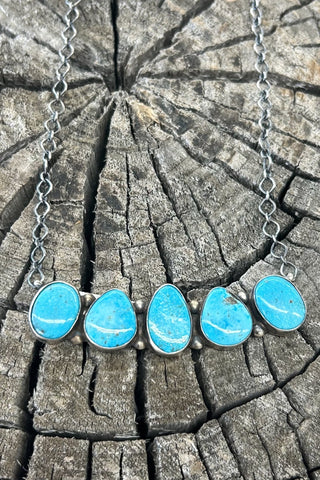 Turquoise 5 Stone Bar Necklace - Allure Boutique WY