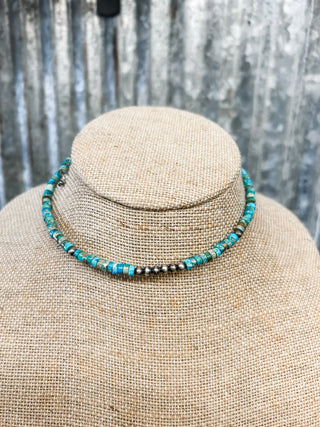 Turquoise and Navajo Pearl Choker Necklace - Allure Boutique WY