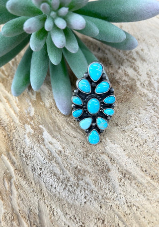 Turquoise Cluster Diamond Shape Adjustable Ring - Allure Boutique WY