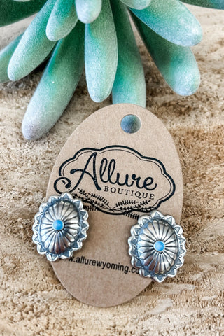 Turquoise Concho Post Earrings - Allure Boutique WY