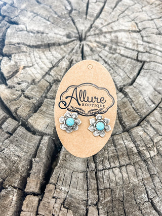 Turquoise Flower Studs - Allure Boutique WY