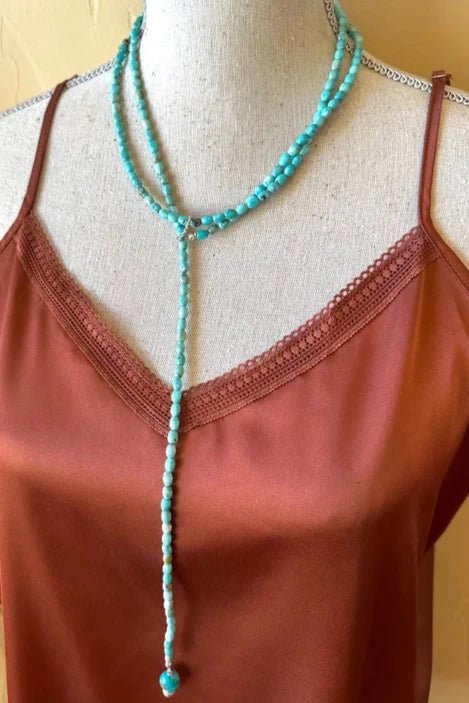 Turquoise Lariat: Adjustable Layering Necklace - 48.5" - Allure Boutique WY