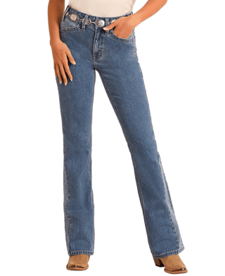 Two Tone High Rise Bootcut Jean - Allure Boutique WY