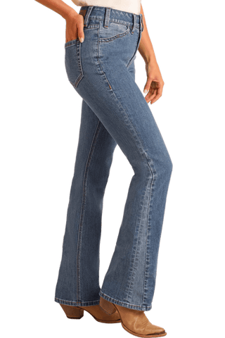 Two Tone High Rise Bootcut Jean - Allure Boutique WY