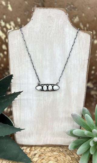 White Buffalo 4 Stone Bar Necklace