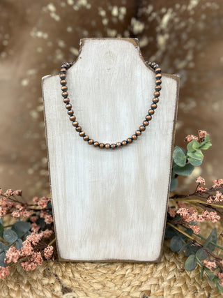 Copper Navajo Pearl Necklace  8mm 14in