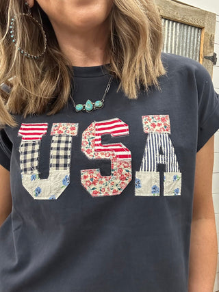USA Patch Detail Crop Tee - Allure Boutique WY