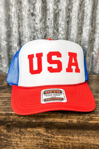 USA Suede Letter Foam Trucker Hat - Allure Boutique WY