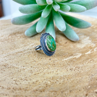 Scalloped Green Turquoise Ring 6.5