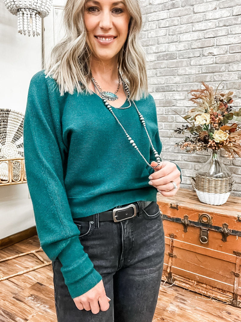 V - Neck Crop Sweater - Allure Boutique WY