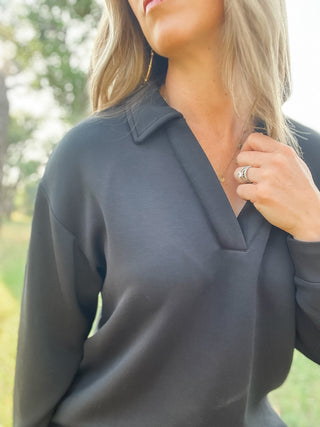 V - Neck Popover with Collar - Allure Boutique WY